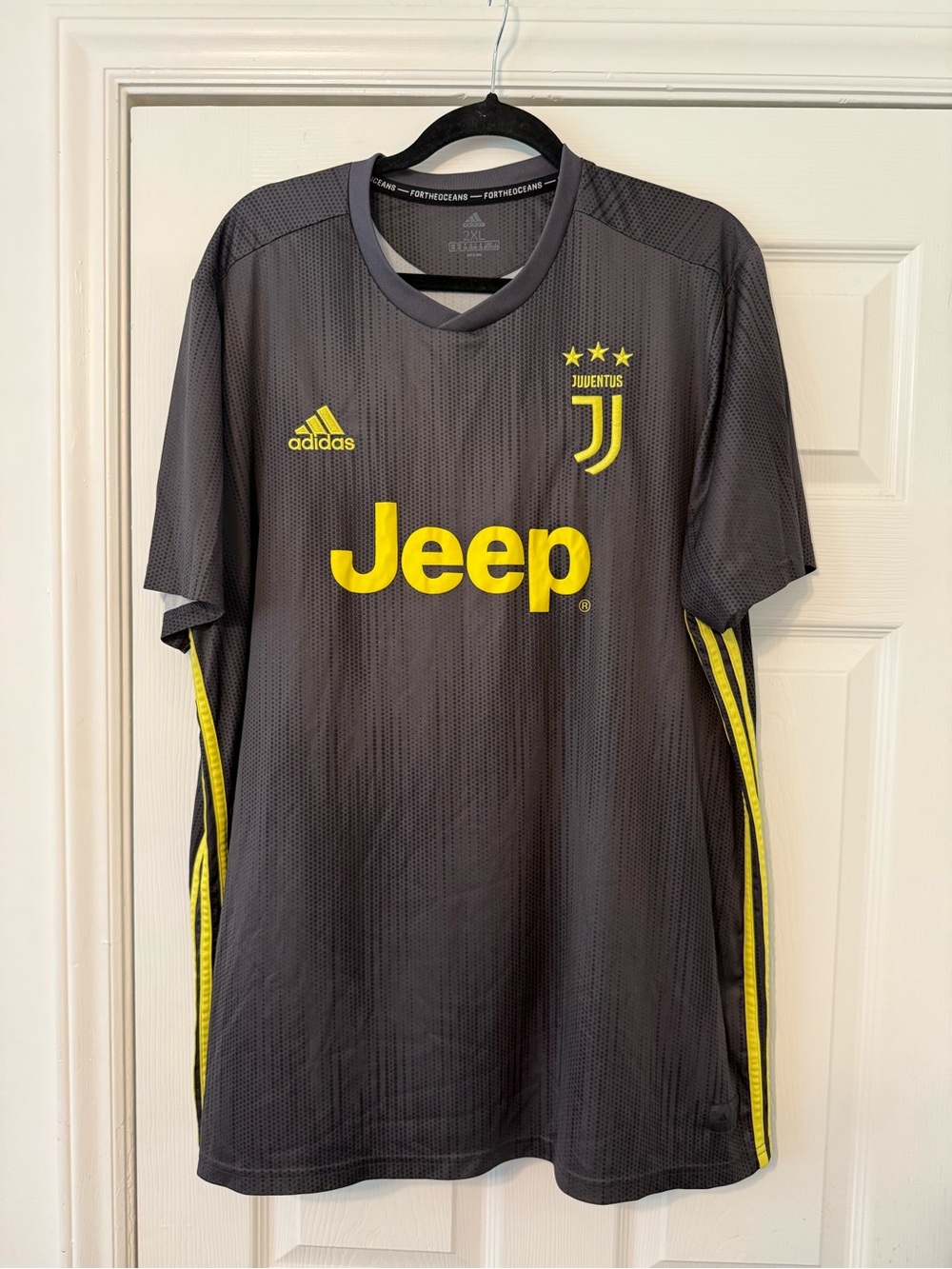 adidas Juventus Dark Gray and Yellow Jeep Soccer Jersey